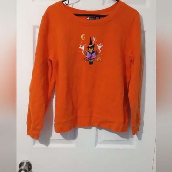 Holiday Editions Orange Sweatshirt with Witch Design - Picture 1 of 4